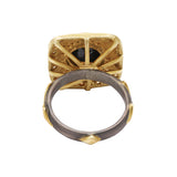 Blue Sapphire and Diamond 925 Sterling Silver Gold Plated Ring