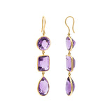 Natural Purple Amethyst Gemstone 18k Gold Partywear Drop Dangle Earring