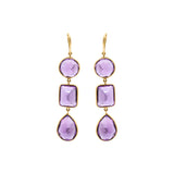 Natural Purple Amethyst Gemstone 18k Gold Partywear Drop Dangle Earring