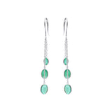 Natural Oval Cut Emerald Energy Healing Gemstone 14k Gold Dangle Earring