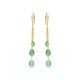 Natural Oval Cut Emerald Energy Healing Gemstone 14k Gold Dangle Earring