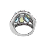 Chalcedony, Peridot, Blue Topaz and Ruby Gemstone 925 Sterling Silver Ring