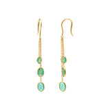Natural Oval Cut Emerald Energy Healing Gemstone 14k Gold Dangle Earring