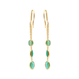Natural Oval Cut Emerald Energy Healing Gemstone 14k Gold Dangle Earring