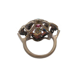 925 Sterling Silver Natural Pink Blue Sapphire Ruby and Diamond Ring