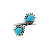 Natural Turquoise Gemstone and Diamond 925 Sterling Silver Ring