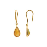 Natural Pear Cut Opal Healing Gemstone 18k Gold Drop Earring