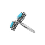 Natural Turquoise Gemstone and Diamond 925 Sterling Silver Ring