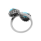Natural Turquoise Gemstone and Diamond 925 Sterling Silver Ring