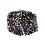 Natural Iolite and Diamond 925 Sterling Silver and Gold Plated Bracelet