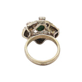 Emerald Blue Sapphire Ruby and Diamond 925 Sterling Silver Gold Plated Ring