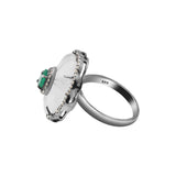 Designer Chalcedony Emerald and Diamond 925 Sterling Silver Ring