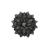 Floral 925 Sterling Silver White and Black Diamond Black Rhodium Plated Ring