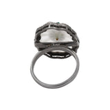 Designer Chalcedony Emerald and Diamond 925 Sterling Silver Ring