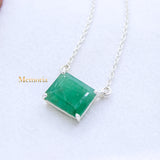 Natural Emerald Gemstone 925 Silver Necklace