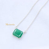 Natural Emerald Gemstone 925 Silver Necklace