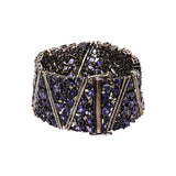 Natural Iolite and Diamond 925 Sterling Silver and Gold Plated Bracelet