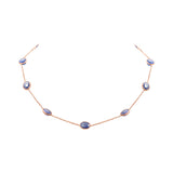 Natural Blue Sapphire Gemstone 925 Sterling Silver Yellow Gold Plated Necklace