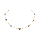 Natural Blue Sapphire Gemstone 925 Sterling Silver Yellow Gold Plated Necklace