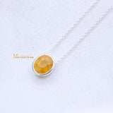 Natural Yellow Sapphire Gemstone 925 Silver Necklace