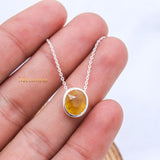 Natural Yellow Sapphire Gemstone 925 Silver Necklace