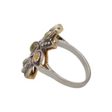 Natural Tourmaline and Diamond 925 Sterling Silver Gold Plated Ring