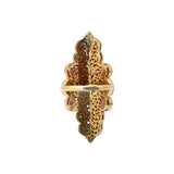925 Sterling Silver Natural Natural Ruby, Emerald Gemstone & Polki Diamond Gold Plated Ring