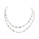 Rose Gold Plated Natural Labradorite Gemstone Silver Necklace