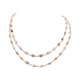 Rose Gold Plated Natural Labradorite Gemstone Silver Necklace