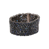 Natural Blue Sapphire and Real Diamond Bracelet 925 Sterling Silver Bracelet