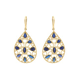 Natural Blue Sapphire Gemstone 18k Gold Designer Drop Earring