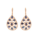 Natural Blue Sapphire Gemstone 18k Gold Designer Drop Earring