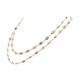 Rose Gold Plated Natural Labradorite Gemstone Silver Necklace