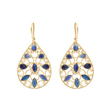 Natural Blue Sapphire Gemstone 18k Gold Designer Drop Earring