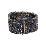 Natural Blue Sapphire and Real Diamond Bracelet 925 Sterling Silver Bracelet