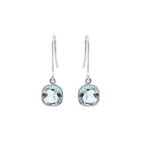 Natural Blue Topaz Cusion Shaped Gemstone 14k Gold Dangle Earring