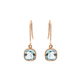 Natural Blue Topaz Cusion Shaped Gemstone 14k Gold Dangle Earring