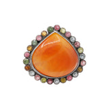 Designer Multi Gemstone and Carnelian 925 Sterling Silver Ring