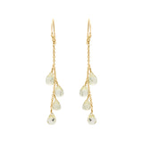 Natural Lemon Quartz Gemstone Tear Drop Shaped 18k Gold Drop Earring