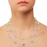925 Sterling Silver Natural Blue Topaz Gemstone Necklace