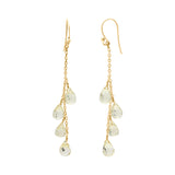 Natural Lemon Quartz Gemstone Tear Drop Shaped 18k Gold Drop Earring