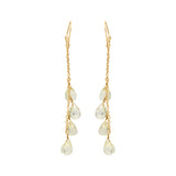 Natural Lemon Quartz Gemstone Tear Drop Shaped 18k Gold Drop Earring