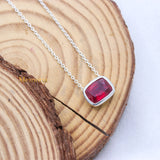 Natural Ruby Gemstone 925 Silver Necklace