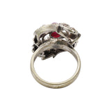 Designer Ruby, Diamond and Multi Gemstone 925 Sterling Silver Ring