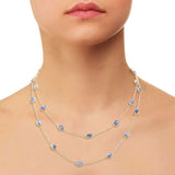 925 Sterling Silver Gold Plated Natural Kyanite Gemstone Necklace