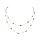 925 Sterling Silver Gold Plated Natural Kyanite Gemstone Necklace