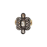 Designer Polki Diamond 925 Sterling Silver Gold Plated Ring