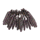 Natural Multi Sapphire and Diamond 925 Silver Bracelet