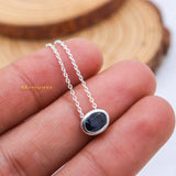 Natural Blue Sapphire Gemstone 925 Silver Necklace