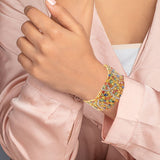 925 Sterling Silver Multi-Sapphire and Diamond Bracelet